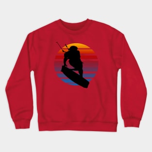 Kitesurfing Female Rider Silhouette Retro Sunset Crewneck Sweatshirt